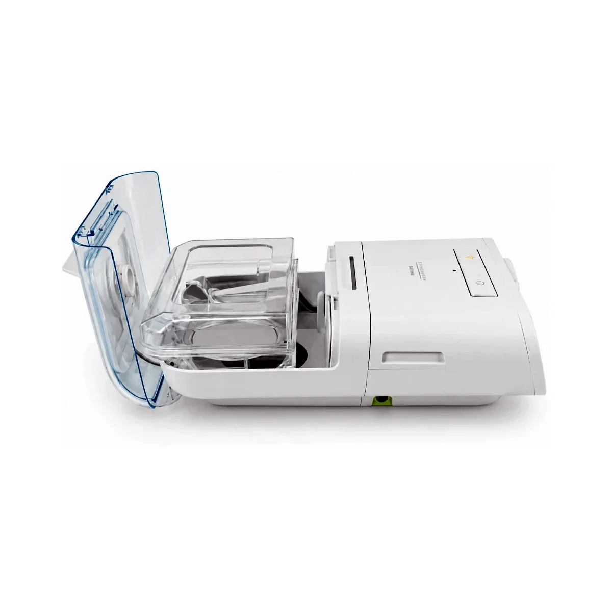 Reservatório do umidificador do DreamStation Auto CPAP Philips aberto lateralmente